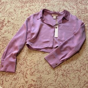 House of Harlow 1960 Lavender Satin Blouse